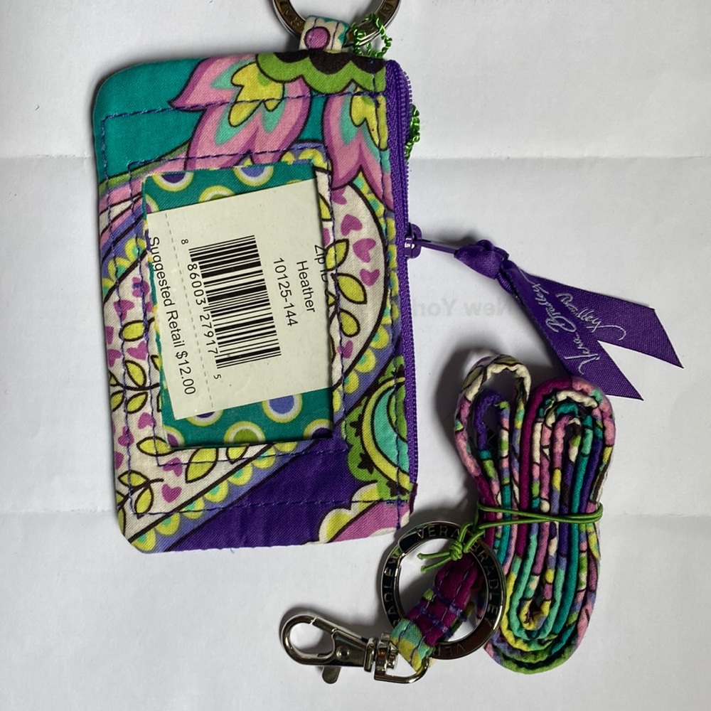 Vera Bradley zip id and lanyard heather